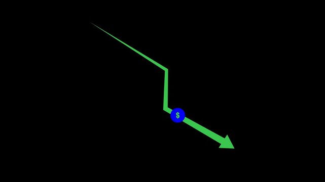 Money crisis icon,Financial crisis icon,Dollar rate decrease , Rising arrow transparent channel., arrow rising up 4K stock video4K Resolution,