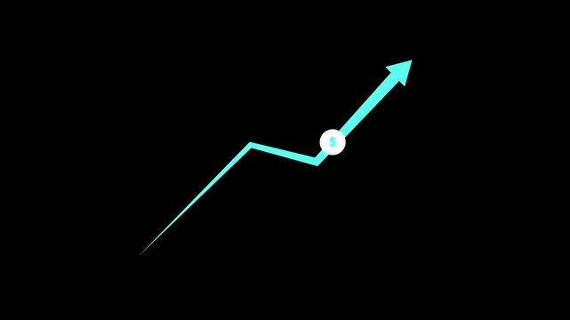 Dollar sign with an upward arrow,Money crisis icon,Financial crisis icon,Dollar rate decrease . Money symbol with down arrow, falling arrow infographic glyph icon. 4k ..
