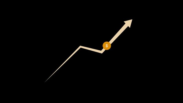 Dollar sign with an upward arrow,Money crisis icon,Financial crisis icon,Dollar rate decrease . Money symbol with down arrow, falling arrow infographic glyph icon. 4k ..