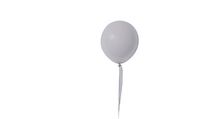 Single white balloon floating gracefully isolated on a white background