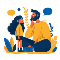 Father and daughter talking during family therapy session
