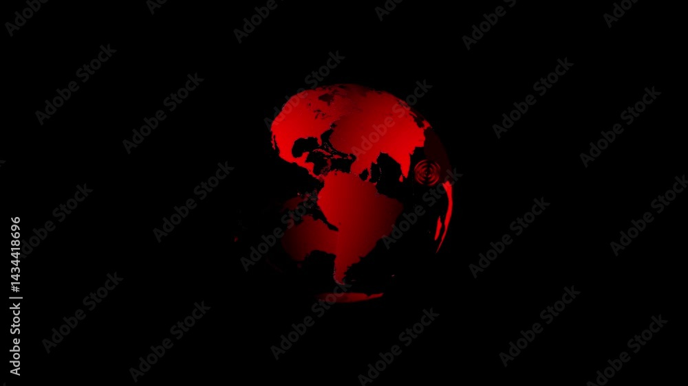 Poster rotation of a shining planet earth with particles, concept of global connectivity and futuristic tec