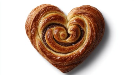 Fototapeta premium Heart-shaped pastry, deliciously crafted. Delicate layers of dough, filled with a rich, sweet interior