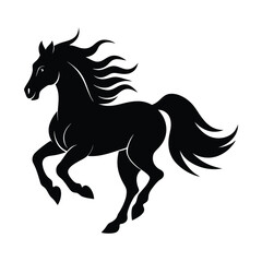 galloping horse silhouette flowing mane vector line art