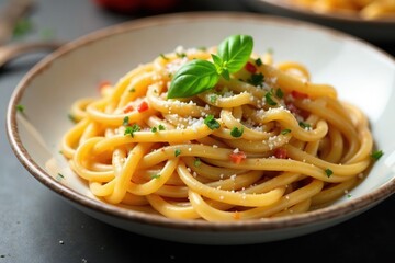 Close-up of rustic Italian pasta dish on white , sauce, white, food