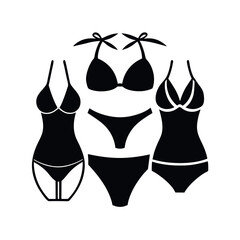 Swimsuit Bikini Tankini Black Vector Silhouette