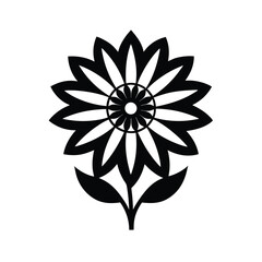 Black and White Illustration of Single Daisy Flower