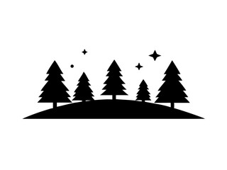 Obraz premium Pine Forest Starry Night Silhouette Icon