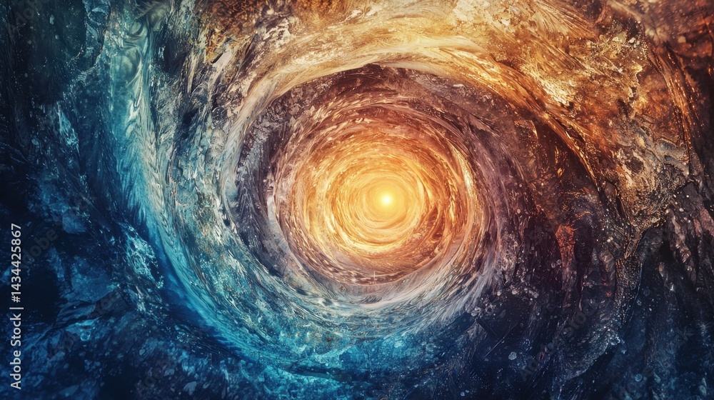Poster colorful vortex of light and swirling patterns in a cosmic space background