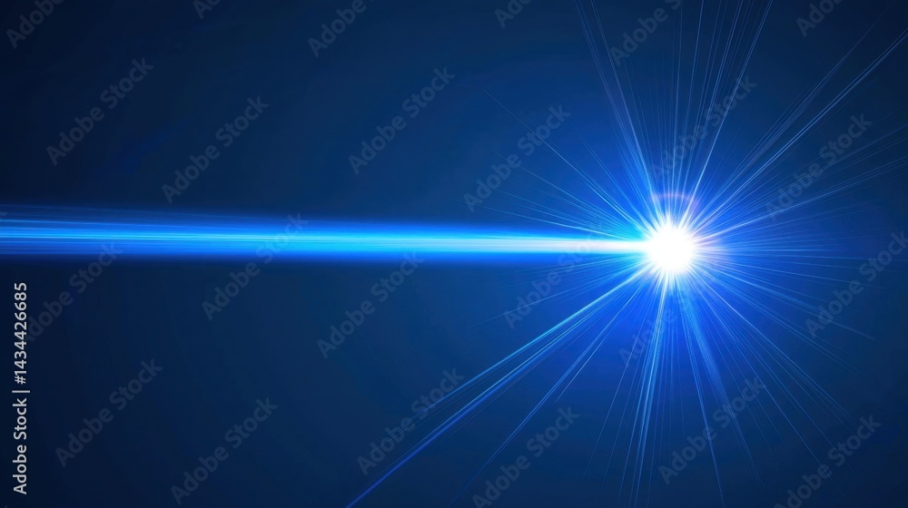 Poster bright blue laser beam cutting through a dark background creates a striking visual effect in a digit