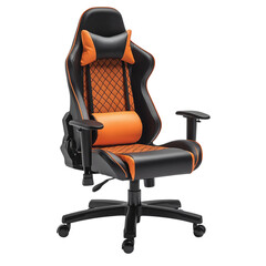 Orange and Black Gaming Chair on white background