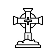 Outline celtic cross vector graphic, religious symbol, christianity, irish, faith, monument icon