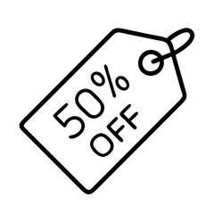 Fifty percent off sale tag vector illustration promotion discount offer retail marketing coupon price