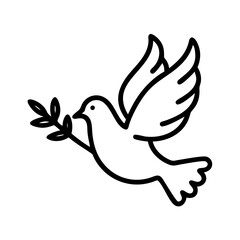 Peace dove flying with olive branch vector illustration symbol of peace freedom hope and love art