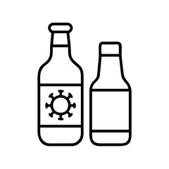 Beer bottle vector icon illustration with virus symbol for coronavirus awareness campaign design