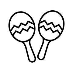 Maracas vector illustration, musical instrument icon, latin percussion shaker outline drawing design, art