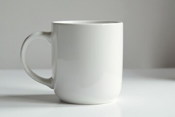 Obraz premium Large ceramic mug, slightly angled, spotless white , porcelain, stoneware