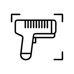 Explore the icon of temperature gun, thermal scanner, infrared thermometer, and heat detector device