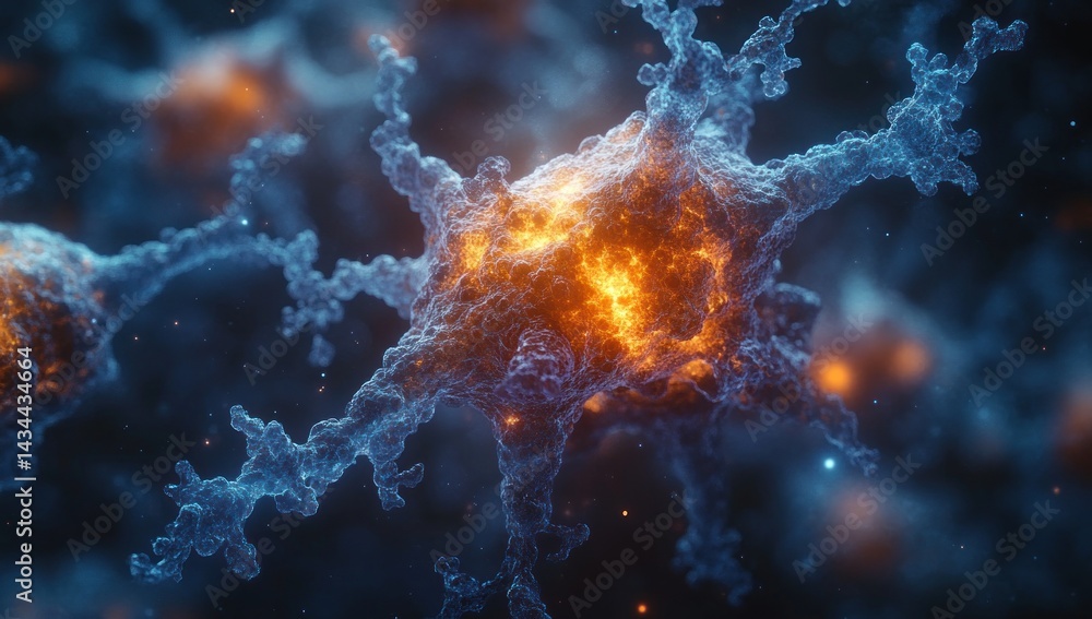 Poster intricate cellular structure with glowing internal components.
