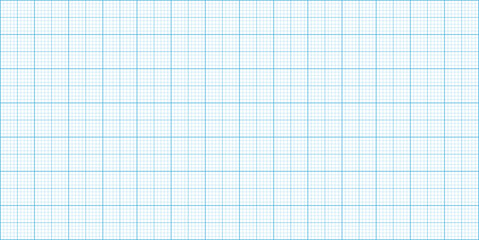 Millimeter graph paper. Lined grid on white background. Vector blue plotting graph grid paper for measuring.