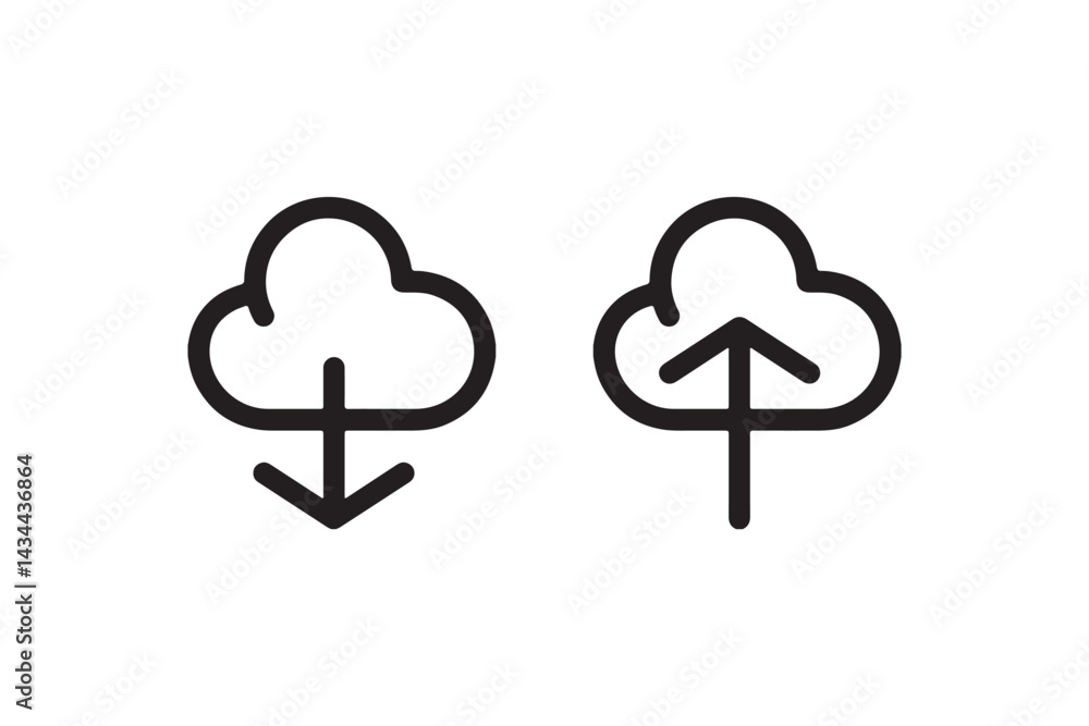 Poster cloud download and upload icon vector vector