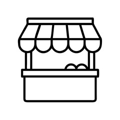 Outline market stall vector illustration, food market stall, shop stall, retail stall, fair stall design