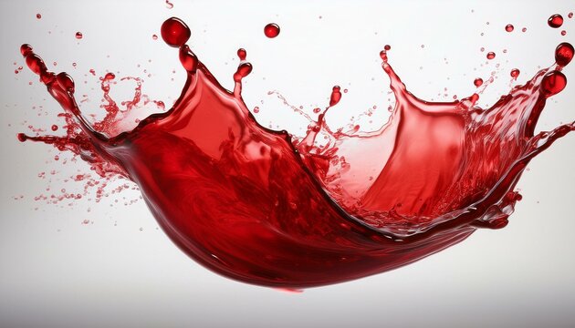 Dynamic dark red liquid splash on white. Ideal for wine, juice, and premium beverage ads.