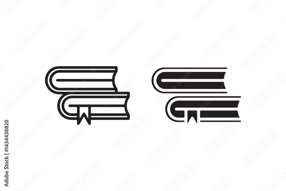 Poster Stack of two closed books icon set Vector