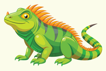 illustration of a green iguana in a semi-realistic cartoon style.