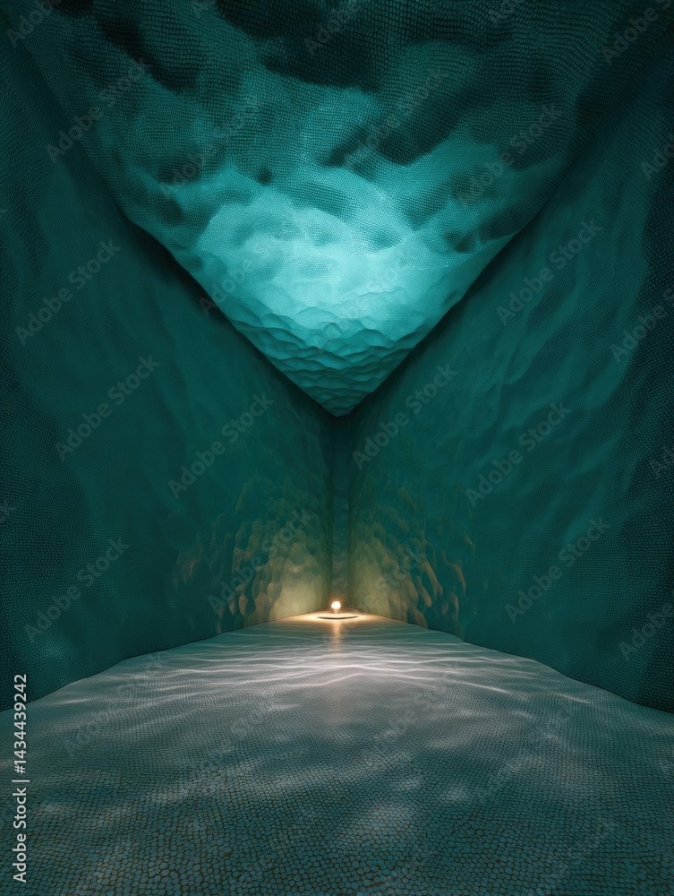 Poster digital art piece that appears to be a tunnel or a cave. the walls of the tunnel are made up of a se