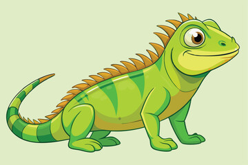 illustration of a green iguana in a semi-realistic cartoon style.