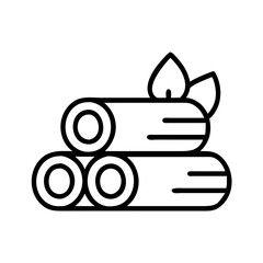 Illustration of firewood logs woodpile with leaves vector design firewood logs stack icon art