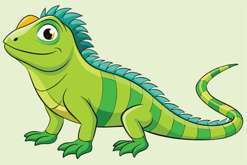 illustration of a green iguana in a semi-realistic cartoon style.