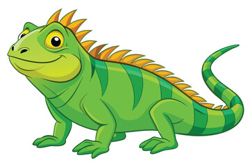 illustration of a green iguana in a semi-realistic cartoon style.