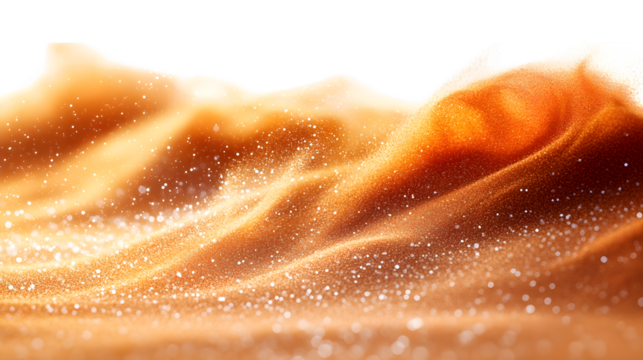 Flying sand particles isolated on white background