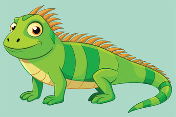illustration of a green iguana in a semi-realistic cartoon style.