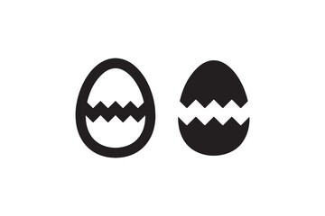 Cracked Easter egg icon in black and white Vector