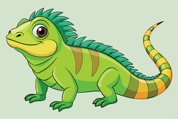illustration of a green iguana in a semi-realistic cartoon style.