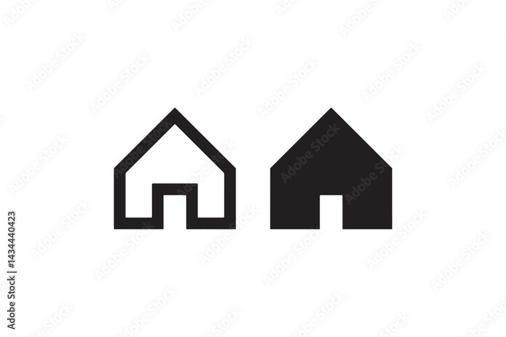 Poster simple home icon symbol in two styles vector
