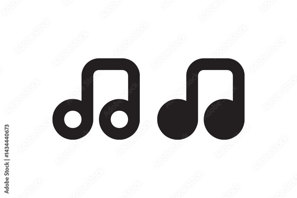 Poster music note icon in outline and solid style vector