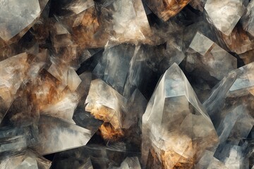 Textura de cristais naturais em diversas cores e forma&ccedil;&otilde;es facetadas com apar&ecirc;ncia transl&uacute;cida e superf&iacute;cie irregular, ideal para padr&otilde;es e fundos, IA generativa