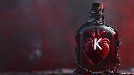 Poison Heart in Thorns Bottle, Dark Magic, Blood, Medical use, Death and Disease