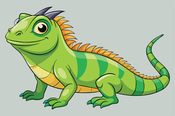 illustration of a green iguana in a semi-realistic cartoon style.