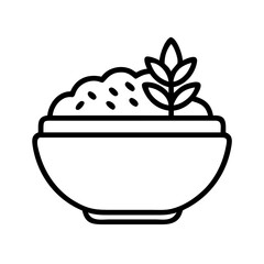 Bowl of healthy grain salad with plant garnish vector illustration food icon design art