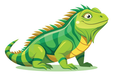 illustration of a green iguana in a semi-realistic cartoon style.