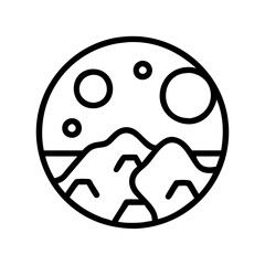 Planet landscape vector illustration of mountains and moons in space exploration design concept