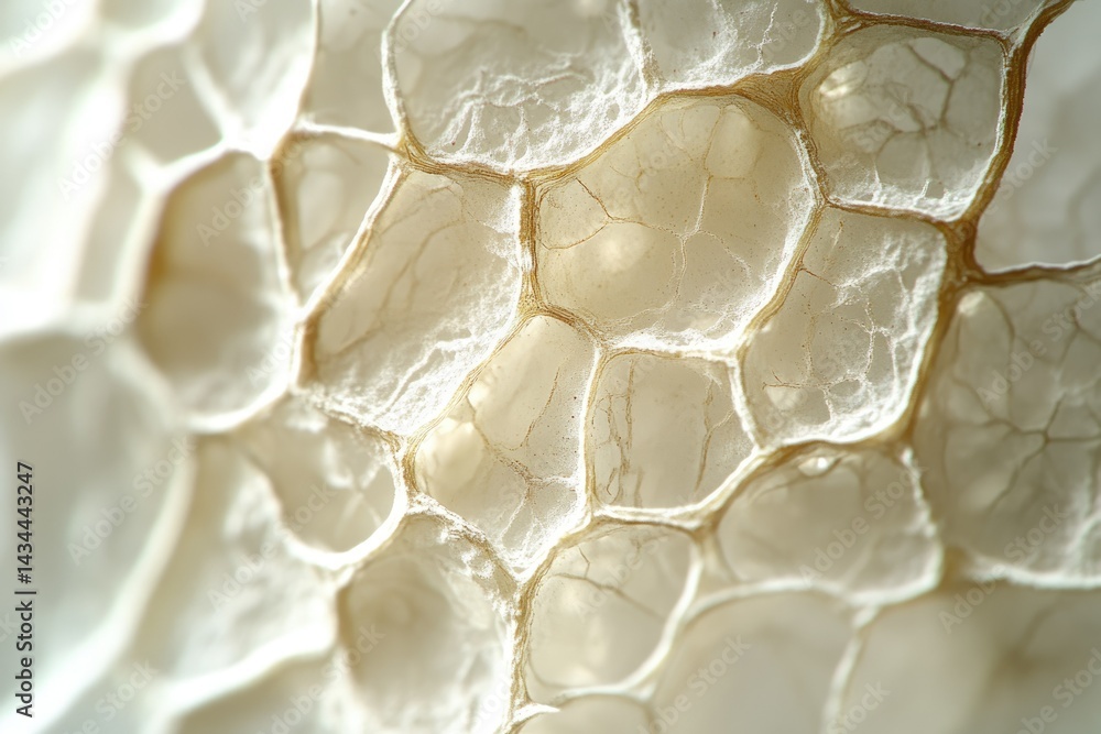 Poster Close-up of a delicate, honeycomb-like structure, showcasing intricate details and texture.