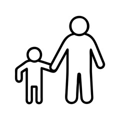 Father and child vector illustration, family support icon, parenting and care outline drawing design