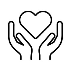 Obraz premium Heart hands love care support charity donation hope kindness health romance valentine passion icon vector