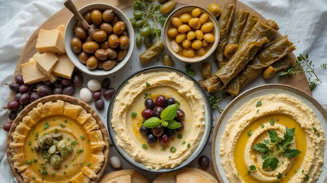 Mediterranean Mezze Platter with Hummus and Savory Treats